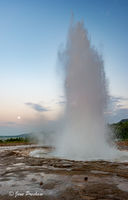 Strokkur and Full Moon    