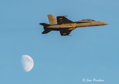 USN F/A - 18 Super Hornet and Moon