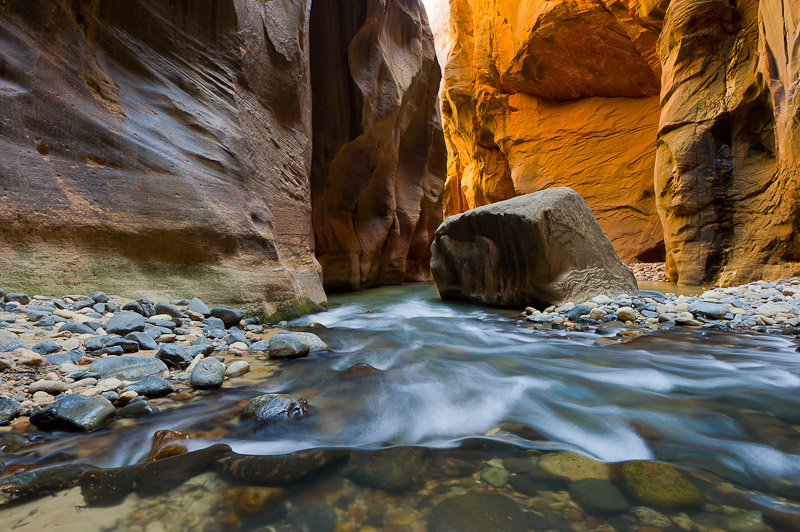 It took three hours of wading up the Virgin River to get to this place in the Narrows. It was the end of the day and I saw this...