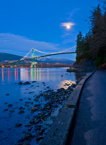 Lions Gate Bridge and Moonrise