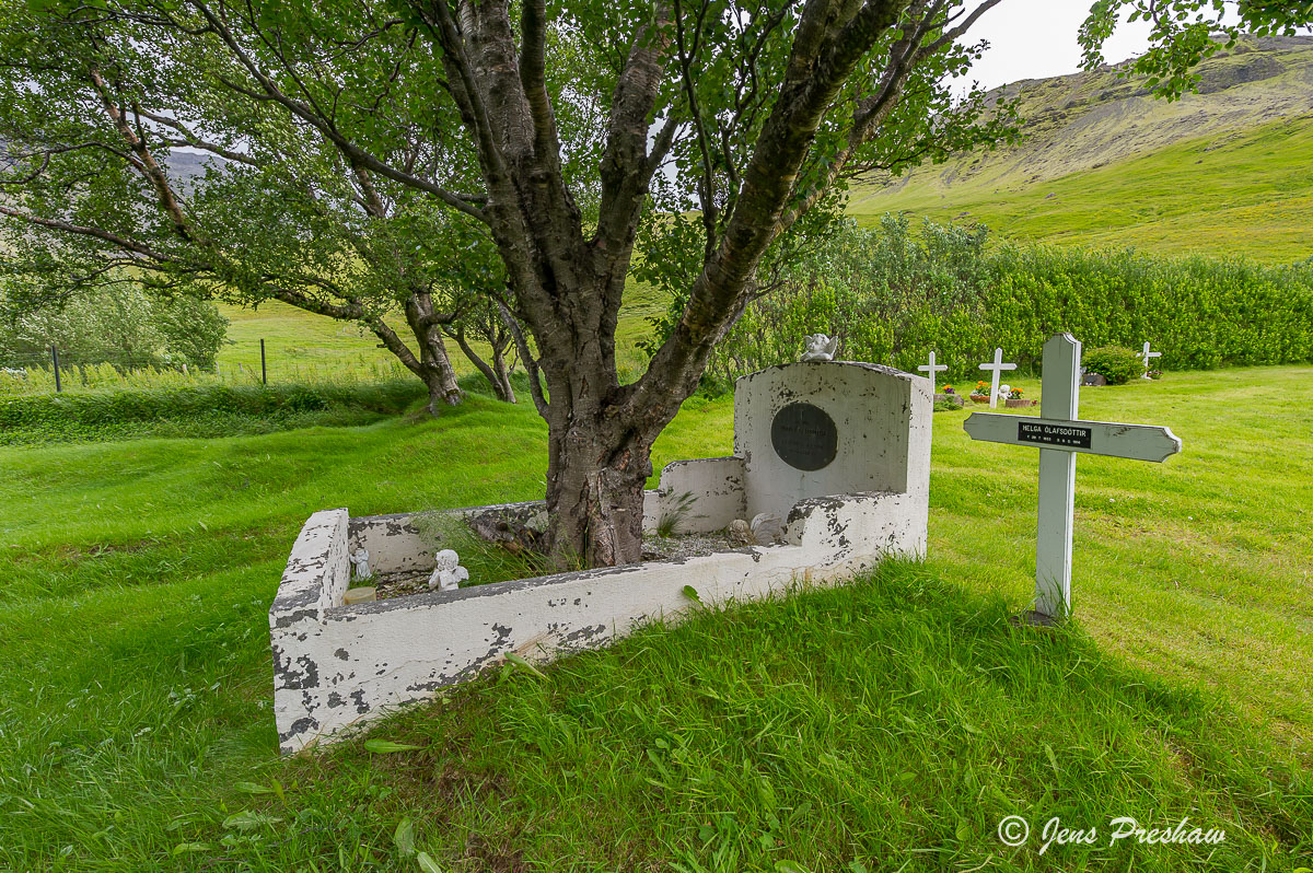 grave, graveyard, tree, South Iceland, summer