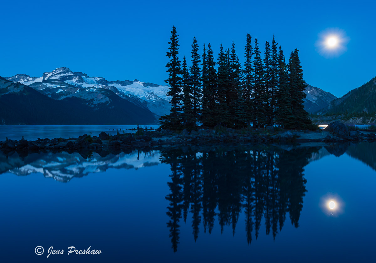 Garibaldi Lake, Battleship Islands, Garibaldi Provincial Park, British Columbia, moonrise, summer